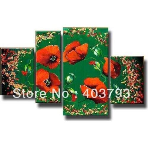 Modern abstract fashion oil painting on canvas for home decoration beautiful green background flower free shipping