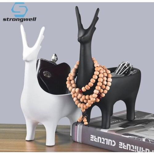 Strongwell Simplicity Modern Creative Resin Crafts Organizer Deer Decorations Home Wine Cabinet Porch Decoration Key Storage