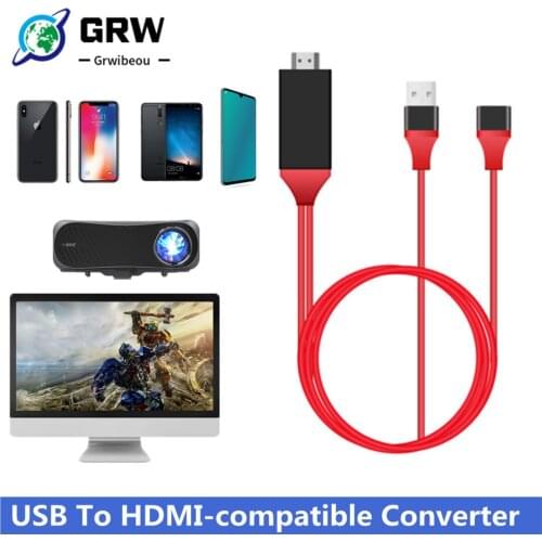 GRWIBEOU Usb Converter For Lightning To Mirroring Av Cable Phone To Hdtv Adapter Universal For Iphone Android Usb-c