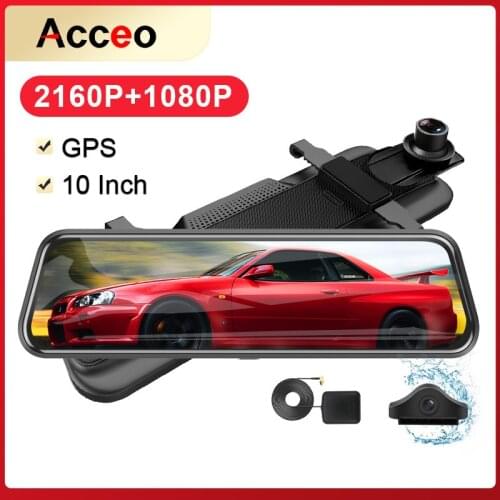 E-ACE 4K Dash camera Car DVR 10 Inch Touch Screen Car Mirror Dvr Support 1080P Rear View Camera And Night Vision Dashcam GPS