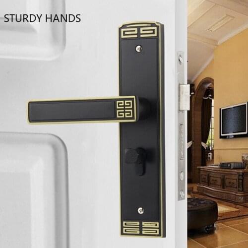 1 Set New Chinese Aluminum Alloy Interior Door Lock Bedroom Door Handle Locks Mute Security Anti-theft Lock Hardware Accessories