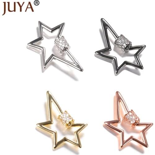 Juya Fastener Screw Clasp Lock Hook Spiral Star Zircon Clasps Accessories for DIY Luxury Jewelry Making Woman Necklace Made