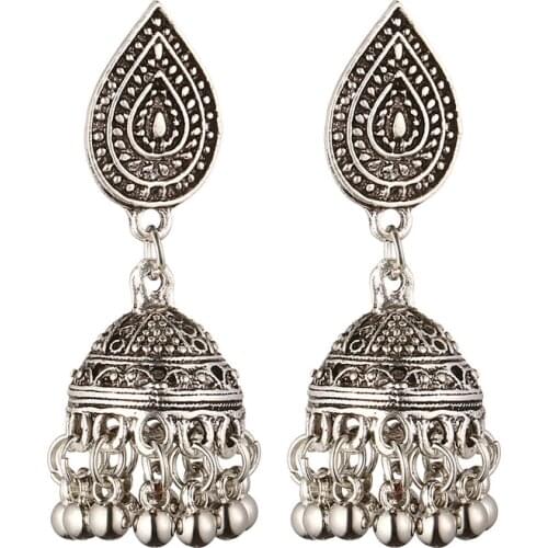 LOVBEAFAS Ethnic Gypsy Vintage Statement Drop Dangle Tassel Earrings For Women Carved Bell Charm Beads Bohemian Fashion Jewelry
