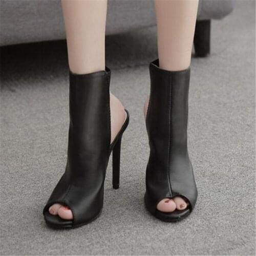 Women sandals PU Slip On 11 cm Thin Heels High heels Peep Toe Shallow women shoes sandalias mujer 2020 women shoes