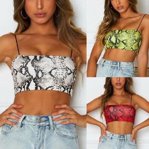 2019 Fashion Trend Women Sexy Strap Slim Fit Vest Snakeskin pattern Tank Crop Tops Summer serpentine Print Shirt Plus Size