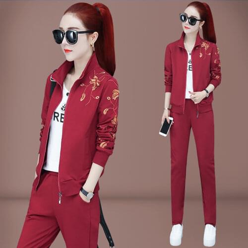 3PCS women tracksuit sportswear spring autumn loose running jogging outfit casual athletic set sport suit jacket+sweatshirt+pant