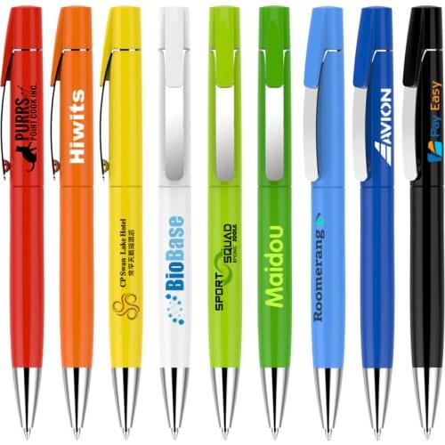 500 pcs/lot Plastic promotional pens for writing custom logo metal clip gift ballpen