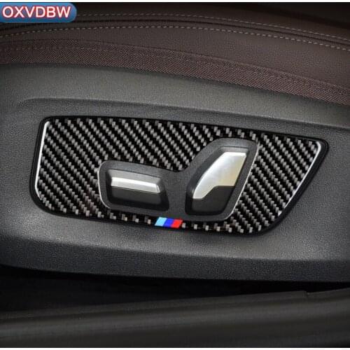 Car Interior Accessories Carbon Fiber Refit Sticker Front Seat Adjustment Panel Cover Trim Frame For BMW 5 Series G30 Styling