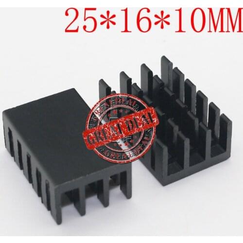 Free Shipping Wholesale 100PCSc Aluminum heatsink 25*16*10MM High quality radiator Block IC heatsink Breaking groove black