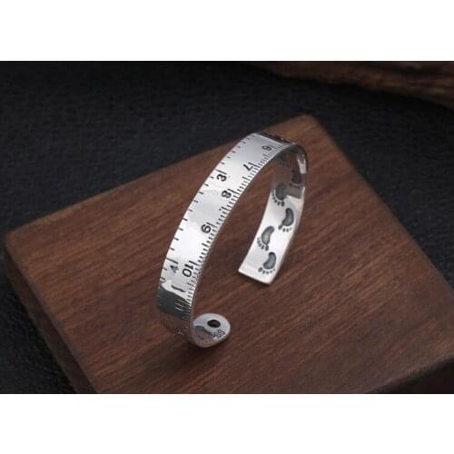 Real Solid 925 Sterling Silver ruler foot Cuff Bracelet Eagle men women jewelry A5074