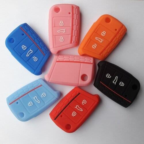 30pcs/lot Remote Flip Car Key Case Fob VW Cover for Volkswagen GTI TSI R32 MK7 Golf R SKODA Octavia 3 Button Shell