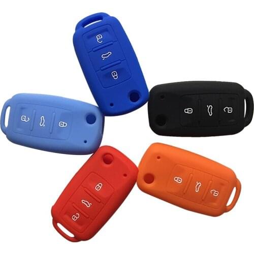 Flip Key Car Key Cover Case For VW Jetta Bora POLO GOLF Passat Beetle Key Case Silica Gel Remote Control Case For Keychain Alarm
