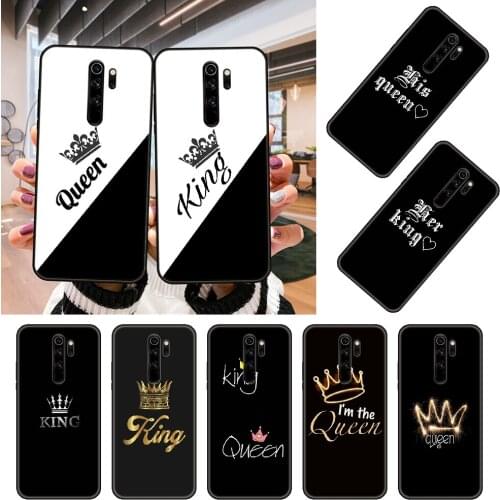 Phone Case For Xiaomi Redmi Note 8 8T 7 7A 9 9A 9S 8A 4 5 6 Pro Black Cover Shell Tpu Coque Silicone King Queen Couple Lovers
