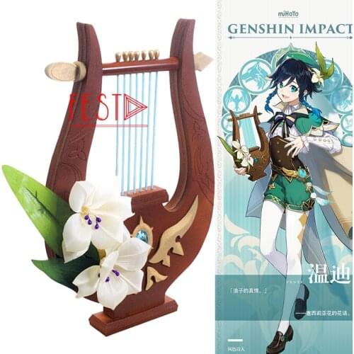 Game Genshin Impact Cosplay Venti Harp Barbatos Weapon Anime Cosplay Props Gift Kids Accessories Halloween Party Stage Property