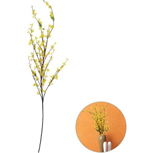 Artificial Orchids Yellow Flowers Fake Plant 135cm Single Fall Winter Jasmine 17 Forks Home Decorations Realistic