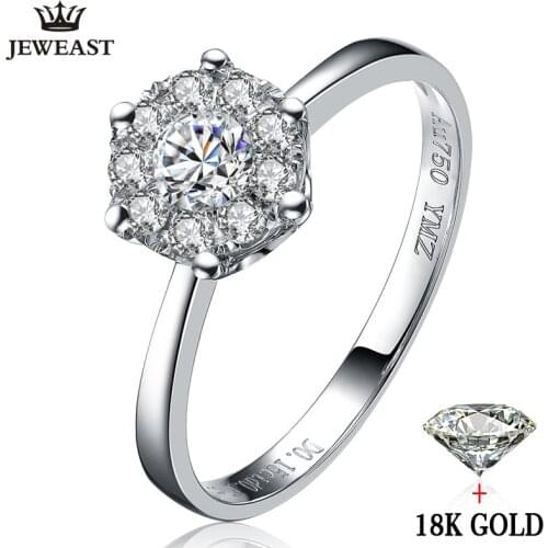 18k gold diamond ring wedding propose women female girl gift 1CT 2CT 3CT Luxury Group inlay genuine new Large size drop shipping