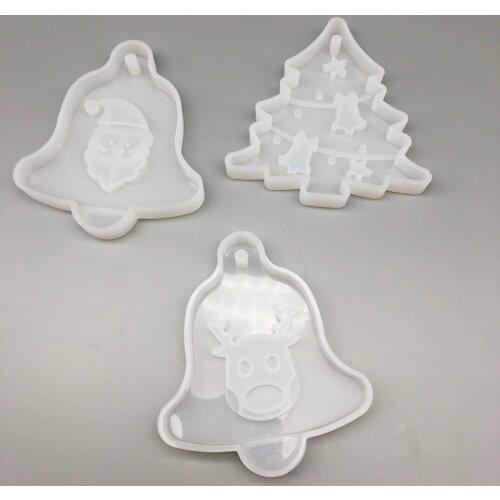 Christmas Tree Bell Elk Pendant Casting Silicone Mould Crystal Epoxy Resin Mold DIY Crafts