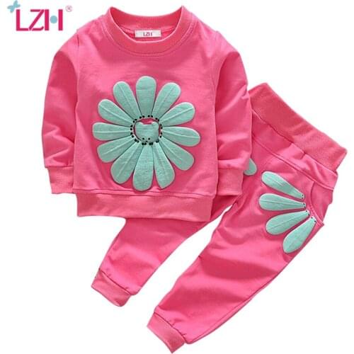 LZH Infant Clothing 2021 Autumn Spring Baby Girls Clothes T-shirt+Pants 2pcs Outfit Suit Baby Girls Clothing Set Newborn Clothes