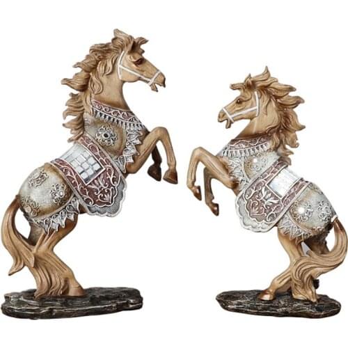 EUROPEAN CREATIVE LUXURY HORSE FIGURE STATUE MODERN RESIN ANIMAL SCULPTURE ROOM DECOR ORNAMENT HOME DECORATION ACCESSORIES