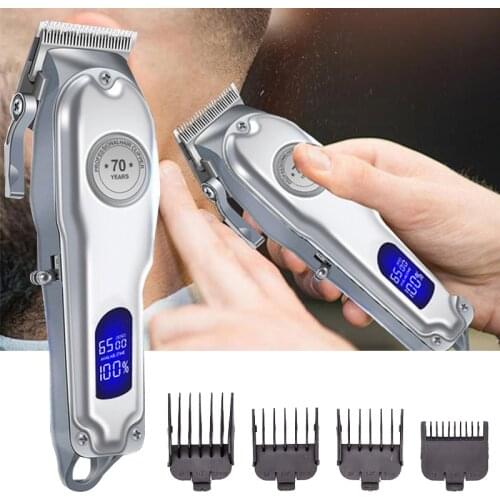 Professional Hair Clipper LED Display Men Trimmer Electric Hair Cutting Machine Barber Hairdressing Tool Cordless USB Recharge