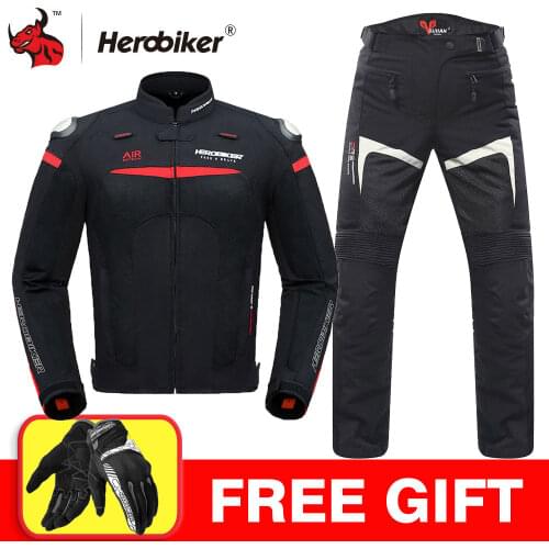 HEROBIKER Motorcycle Jacket Night Reflection Moto Jacket Protective Gear Breathable Mesh Men Motocross Off-Road Racing Jacket