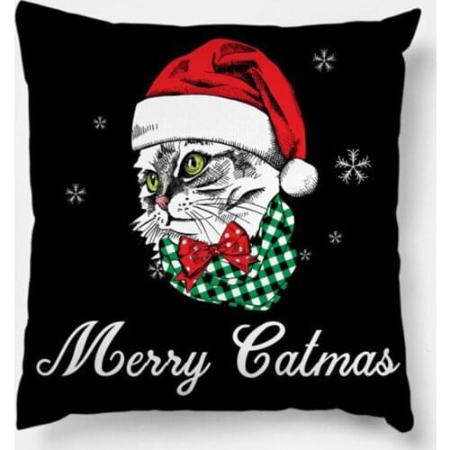 Merry catmas Printed Christmas Pillowcase 2021 Decor for Home Merry Christmas Ornament Navidad Xmas Gifts