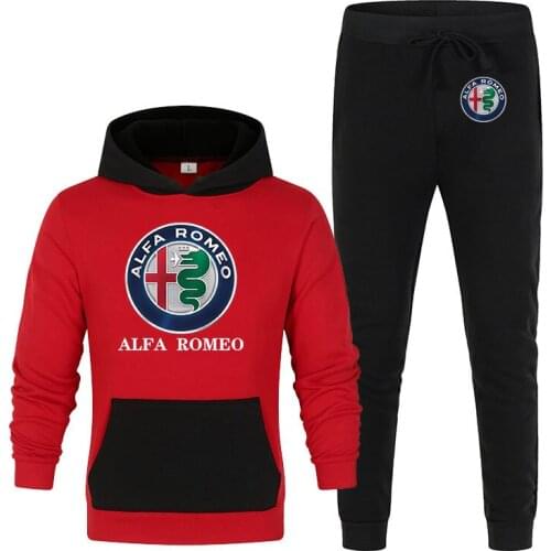 2021 Spring New Mens Classic Alfa Romeo Print Harajuku Jackets Sport Suits Mans Hip Hop Hoodies Color Matching Sweatpant Sets