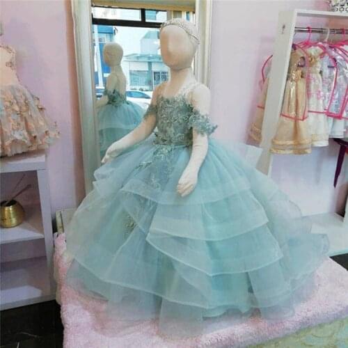 Princess Dress For Girls Lace Wedding Pageant Party Bridesmaid Dress Tulle Dress Children Clothes Girlls Photography Dress