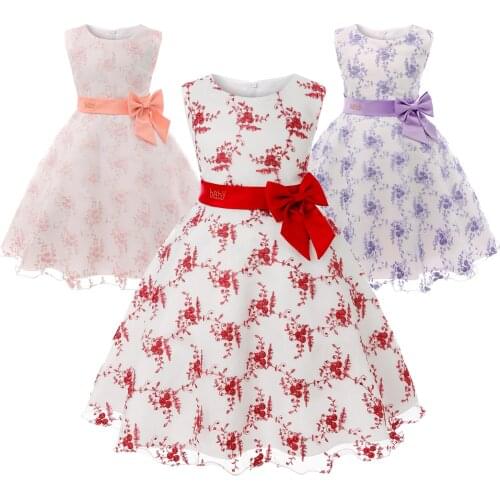 Flower Girls Dresses O-neck Short Sleeve Clothes Party Wedding Summer Birthday Princess Dress for Girl Childrens Baby Costumes