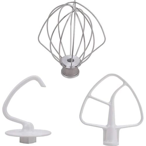 K45DH Dough Hook K45B Coated Flat Beater K45WW Wire Whip Fit for Stand Mixer with 4.5Qt 5 Qt Bowl for Kitchen Aid
