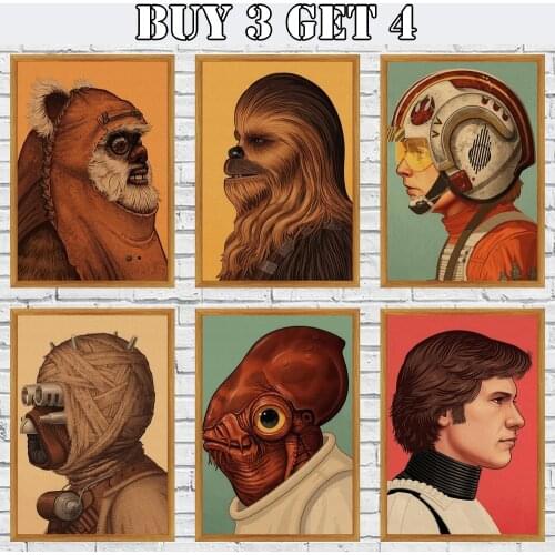 Movie Poster Characters Brief Iintroduction Retro Poster Kraft Paper Wall Stickers Vintage Poster For Bar Home Room Bar Decor