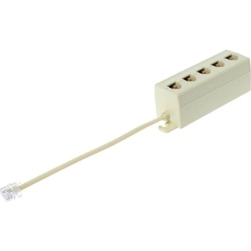 RJ11 Jack 5 Way Outlet Telephone Phone Modular Line Splitter Plug Adapter 6P4C