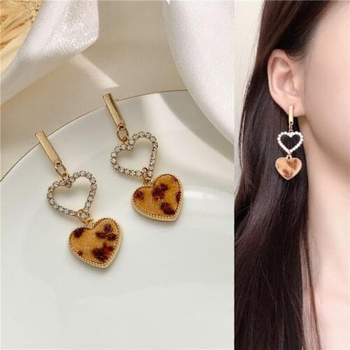 Silver needle 2020 new set auger leopard love shape earrings 10 south Korean girl temperament contracted stud earrings