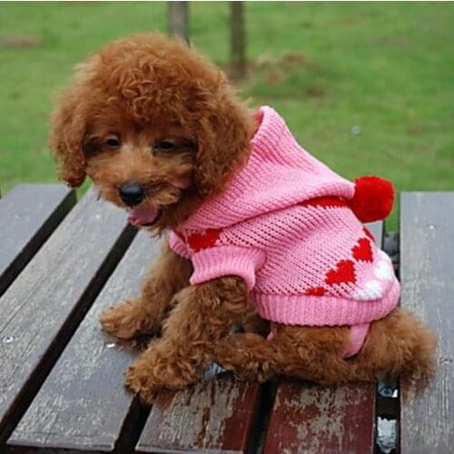 Pet dog cat sweater hooded winter Warm Thicken Wool Hoodie Sweater pet coat clothes dog knitting random color cotton costume