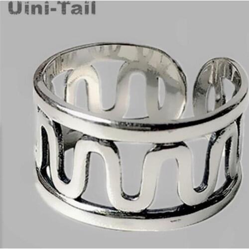 Uini-Tai hot sale new 925 sterling silver personality hollow wave open ring retro fashion simple temperament smooth jewelry