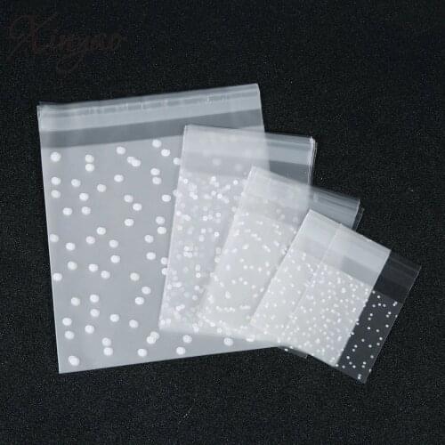 XINYAO 100pcs/lot White Dots Plastic Christmas Gift Bag OPP Birthday Party Wedding Cookie Candy Bag