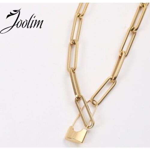 Joolim Jewelry PVD Gold Finish Symple Clip Cool Style Necklace Stylish Stainless Steel Necklace