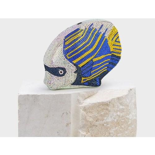 Blue Fish High Quality AB Diamond Womans Handbag Party Cocktail Lady Crystal Clutch Purse And Wallet Female Bridal Evening Bag