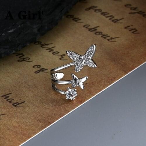 A Girl' New 1 Pcs Bling Dainty Sweet Butterfly Ear Stud Earrings Tide Women Zircon Small Jewelry Gift for Wedding