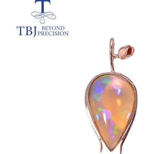 TBJ,7.78ct big opal pendant necklace rose flower design 100% Natural Opal pendant 925 sterling silver fine jewelry for women
