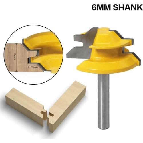 1PC 45 Degree - Up to 3/4" Stock Lock Miter Router Bit Tongue and Groove Router Bit Set-6mm Shank