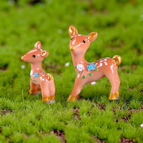 10pcs Miniature Fairy Garden Cartoon Cute Deer Ornament Dollhouse Plant Pot