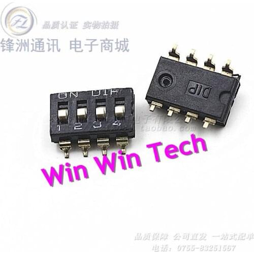 100pcs Black | KM-04 SMD code switch 4-bit encoding/4P 2.54mm IC switches toggle switches +High quality