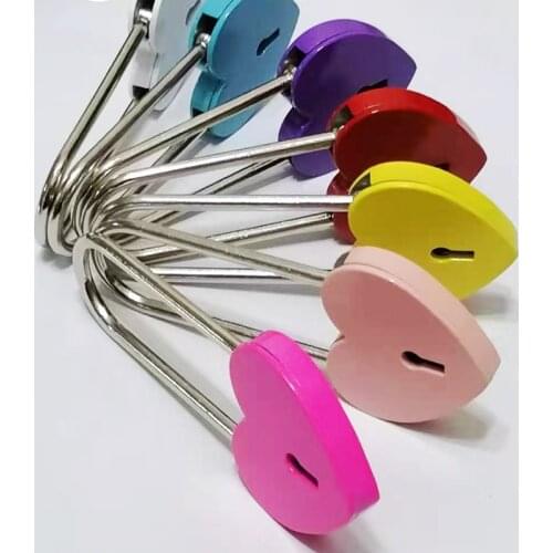 100pc Wholesale 45*98MM Long Shackle Heart Shaped Padlock Zinc Door Love Lock with Key for Wedding Valentines Day Gift 9 Colors