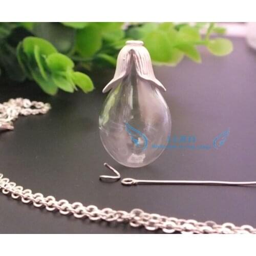 10setssilver plated water glass globe necklace set-31x18mm