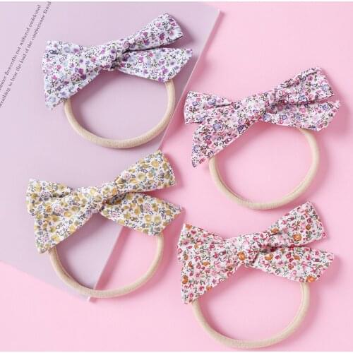 12pc/lot Baby Bow Headbands Floral Prints Bows Nylon Headband or Hair Clips for Girls Newborn Baby Nylon Turban Hair Accessories