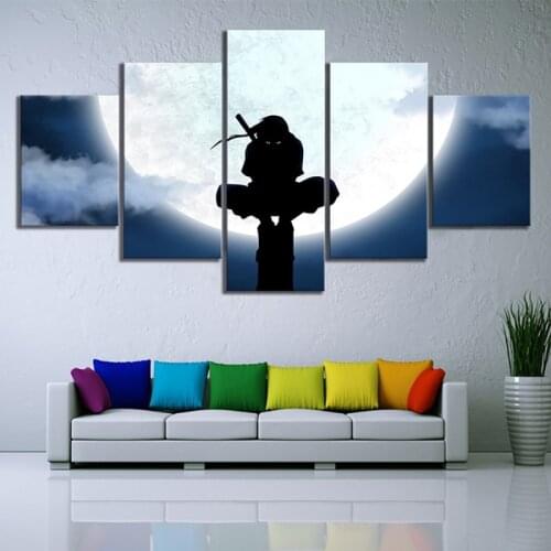 5 Panels Anime Art Poster Canvas Paintings Wall Picture Living Room Bedside Home Decor Gift Unframed Man Under Moon Wall Decor