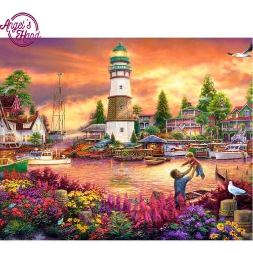 5D DIY diamond embroidery sunset beach scenery diamond painting Cross Stitch full drill Rhinestone mosaic decoration