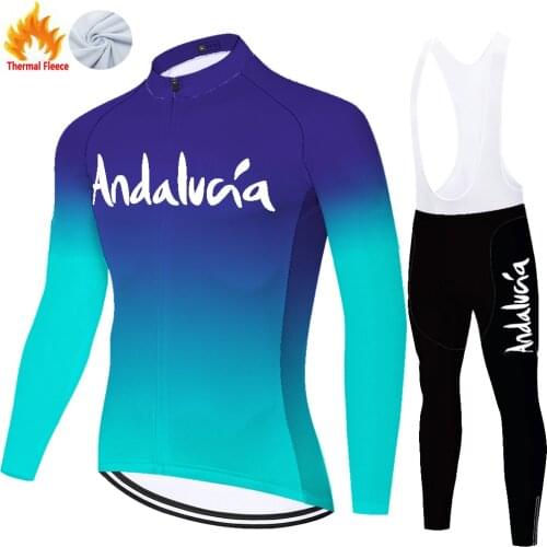 Andalucia Winter Thermal Fleece Chaqueta Completino Tricota Maillot Hombre Completo Ciclismo Estivo Conjunto Ciclismo Masculino