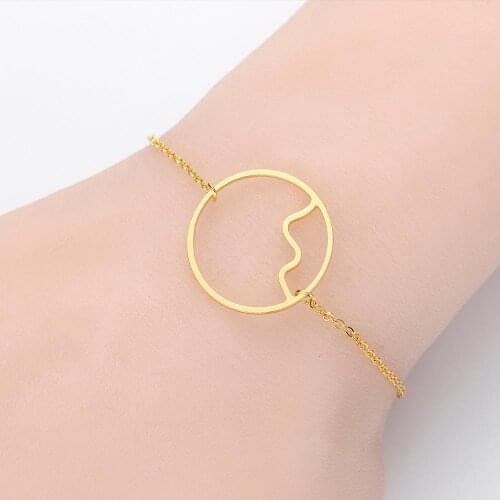 Chandler Hot Sale Stainless Steel Wave Circle Charm Bracelet For Women Simple Trendy Ankle Adjustable Surf Beach Summer Jewelry